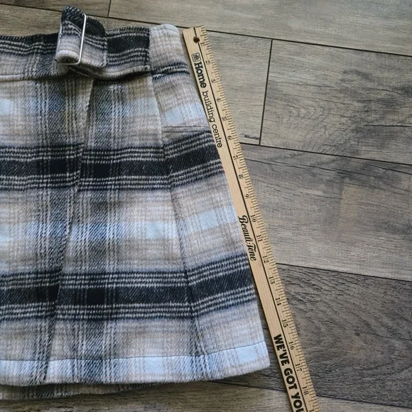 Free People Womens Size 12 Plaid Mini Skirt with Belt